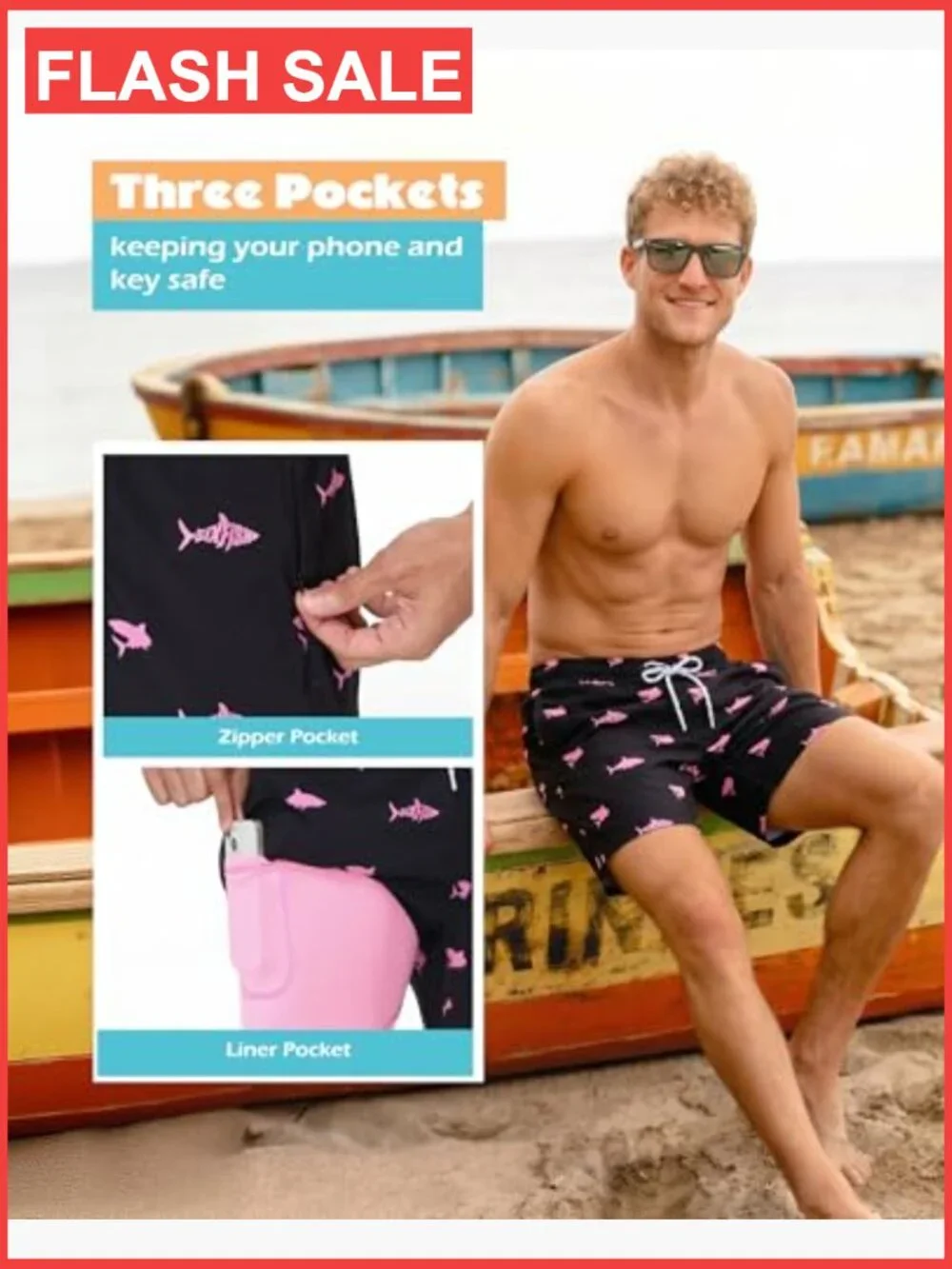 Men's Swim Trunks with Compression Liner, 5